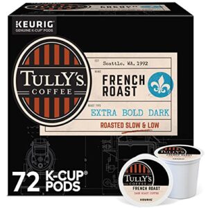 tully’s coffee french roast keurig single-serve k-cup pods, dark roast coffee, 12 count