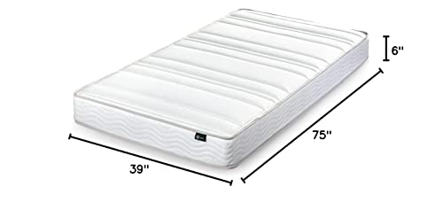 Zinus 6 Inch Foam and Spring Twin Mattress 2 Piece Set for Bunk Beds / Mattress-in-a-Box