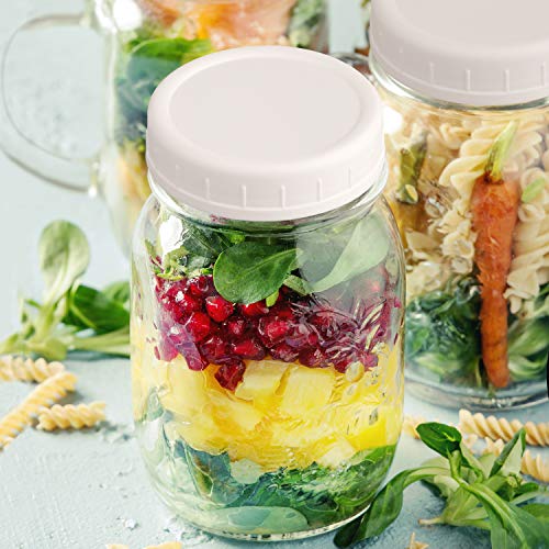 [18 Pack] Plastic REGULAR Mouth Mason Jar Lids for Ball, Kerr and More - White Plastic Storage Caps for Mason/Canning Jars