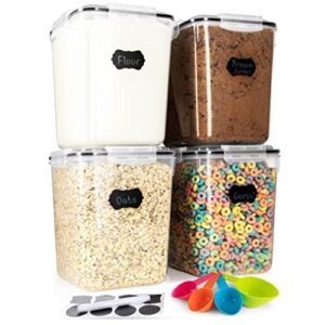 storeganize flour and sugar containers airtight (5.3l/4pk) great flour sugar canisters sets for the kitchen pantry, large food storage containers with lids airtight, bpa free sugar flour container set