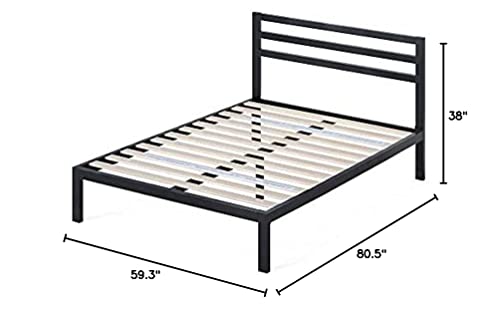 ZINUS Mia Metal Platform Bed Frame with Headboard / Wood Slat Support / No Box Spring Needed / Easy Assembly, Queen