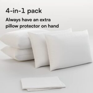 Niagara 4 Pack Pillow Protectors Cases Covers Standard 20x26 Zippered Set White Soft Brushed Microfiber Reduces Respiratory Irritation Physical Threapy Clinics Hotels (4 Pack Standard)