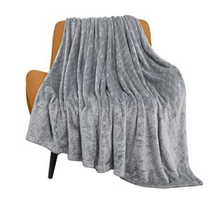 toonow fleece blanket super soft cozy throw blanket 50″ x 60″, lightweight fuzzy comfy textured flannel blanket winter warm plush throw blankets for couch, sofa, bed, light grey