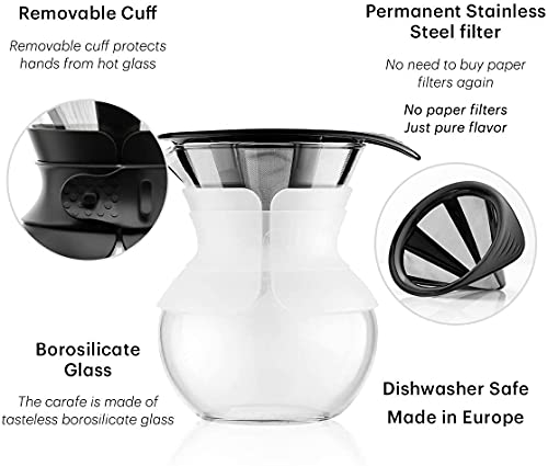 Bodum Pour Over Coffee Maker, 17 Ounce, .5 Liter, Cork Band