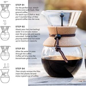 Bodum Pour Over Coffee Maker, 17 Ounce, .5 Liter, Cork Band