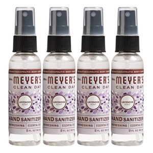 mrs. meyer’s antibacterial hand sanitizer spray, travel size, removes 99.9% of bacteria, lavender, 2 oz – pack of 4