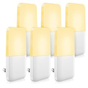 maz-tek plug in night light, warm white led nightlights with smart dusk to dawn sensor for kids, nursery, ideal for bedroom, bathroom,hallway, stairs, kitchen, 6 pack