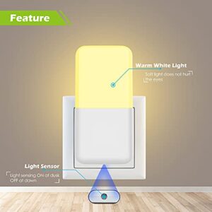 MAZ-TEK Plug in Night Light, Warm White LED Nightlights with Smart Dusk to Dawn Sensor for Kids, Nursery, Ideal for Bedroom, Bathroom,Hallway, Stairs, Kitchen, 6 Pack