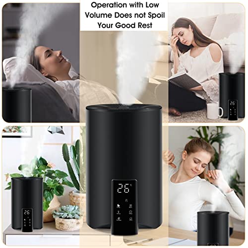 Cool and Warm Humidifiers for Bedroom Large Room, Top Fill 4.5L Quiet Smart Ultrasonic Humidifier for Babies Nursery, Plants & Whole House Built-in Humidity Sensor Essential Oil Diffuser 360°Nozzle