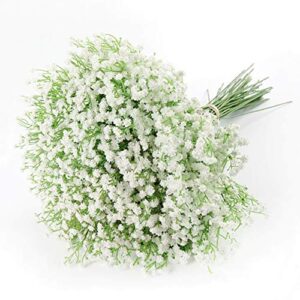 deemei artificial baby breath gypsophila flowers bouquets 15 pcs real touch flowers for wedding party diy wreath floral arrangement home decoration (white)