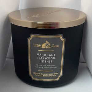 Bath & Body Works White Barn 3-Wick Candle in Mahogany Teakwood High Intensity