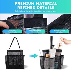 EUDELE Mesh Shower Caddy Portable for College Dorm Room Essentials,Portable Shower Caddy Dorm with 8-Pocket Large Capacity,Shower Bag for Beach,Swimming,Gym-Black