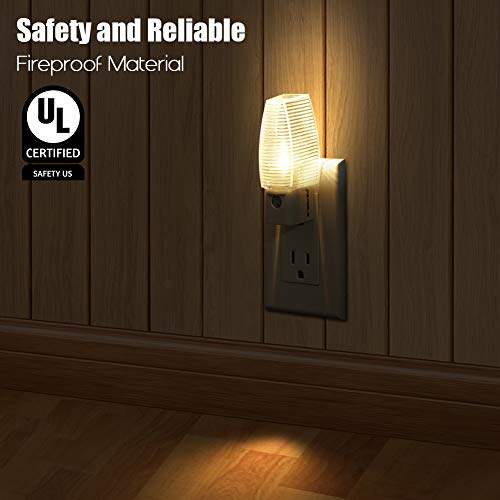 Emotionlite Plug in Night Light, Warm White LED Nightlights, Dusk to Dawn Sensor, Kids, Nursery, Bedroom, Bathroom,Hallway, Stairs, Kitchen, UL Listed, 4 Pack