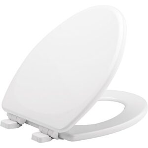 mayfair 1843slow 000 lannon toilet seat will slow close and never loosen, elongated, durable enameled wood, white