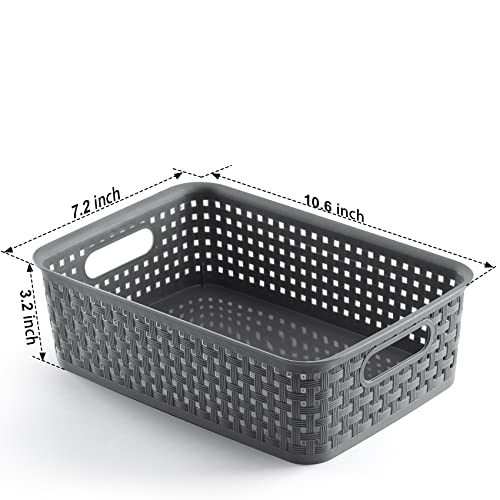 [ 12 Pack ] Plastic Storage Baskets - Small Pantry Organization and Storage Bins - Household Organizers for Laundry Room, Bathrooms, Bedrooms, Kitchens, Cabinets, Countertops, Under Sink or On Shelves