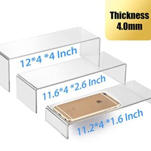 ANDGOO 2 Sets Large Acrylic Risers, Clear Rectangular Showcase Collectibles Display Shelf, Retail Desktop Display Stand for Organize and Decoration