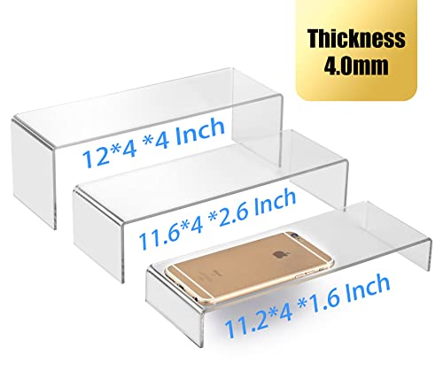 ANDGOO 2 Sets Large Acrylic Risers, Clear Rectangular Showcase Collectibles Display Shelf, Retail Desktop Display Stand for Organize and Decoration