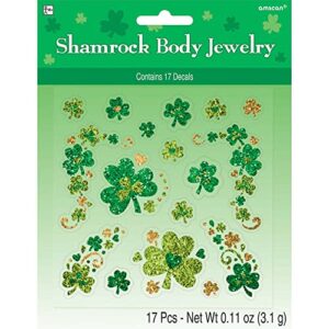 amscan st. patrick’s day shamrock glitter body jewelry party decor, one size, multicolor