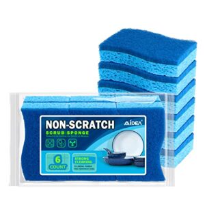 aidea-brite non-scratch scrub sponge-12count, sponges for dishes, cleaning sponge, cleans fast without scratching, stands up to stuck-on grime, cleaning power for everyday jobs