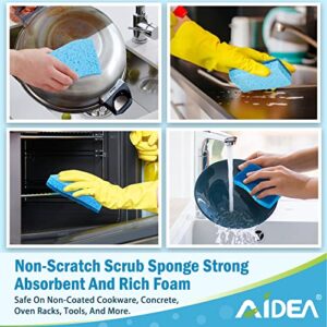 AIDEA-Brite Non-Scratch Scrub Sponge-12Count, Sponges for Dishes, Cleaning Sponge, Cleans Fast Without Scratching, Stands Up to Stuck-on Grime, Cleaning Power for Everyday Jobs