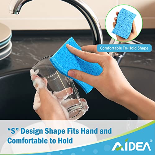 AIDEA-Brite Non-Scratch Scrub Sponge-12Count, Sponges for Dishes, Cleaning Sponge, Cleans Fast Without Scratching, Stands Up to Stuck-on Grime, Cleaning Power for Everyday Jobs