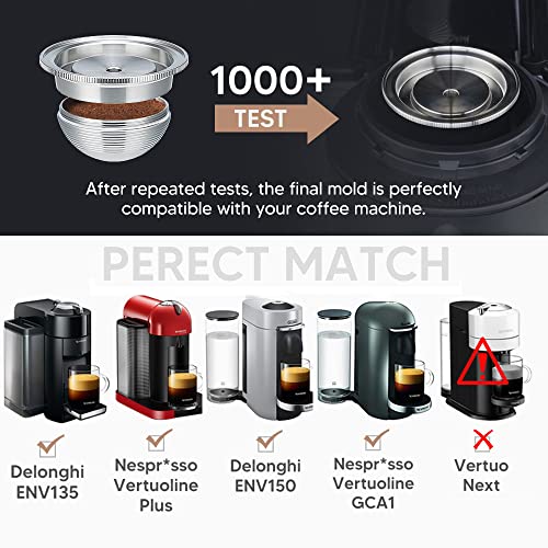 Stainless Steel Refillable Coffee Pods Compatible for Nespresso VertuoPlus,Stainless Steel Reusable Coffee Capsules Pods (2.4 oz)