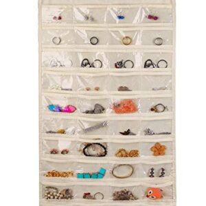 BB Brotrade Hanging Jewelry Organizer,Accessories Organizer,80 Pocket Organizer for Holding Jewelries（Beige）