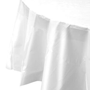 12-Pack Premium Plastic Tablecloth 84in. Round Table Cover - White