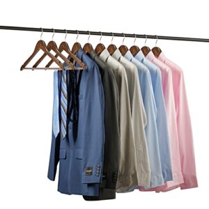 30 Pack Solid Wooden Suit Hangers with Non Slip Bar and Precisely Cut Notches - 360 Degree Swivel Chrome Hook - Vintage Finish Super Sturdy and Durable Wood Hangers