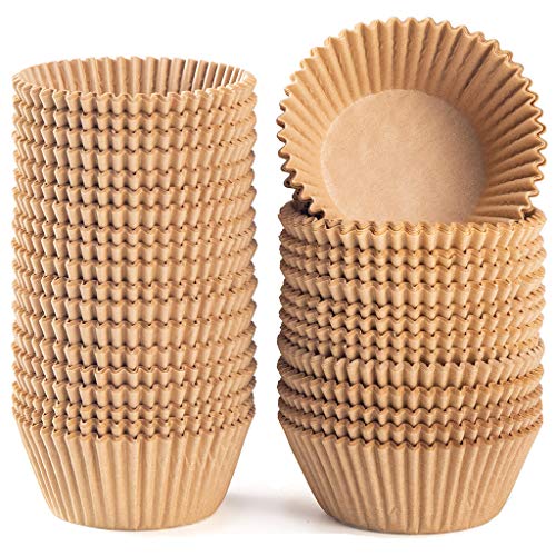 Caperci Standard Natural Cupcake Liners 500 Count, No Smell, Food Grade & Grease-Proof Baking Cups Paper