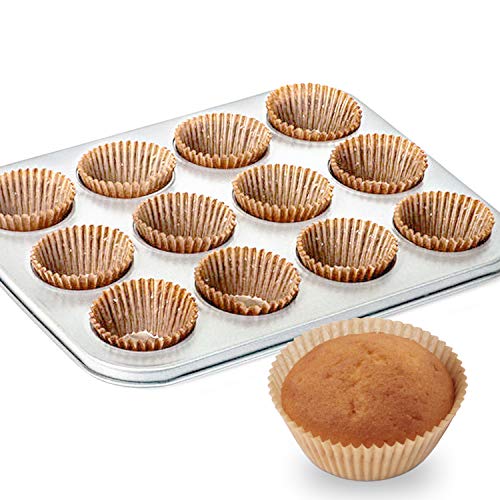 Caperci Standard Natural Cupcake Liners 500 Count, No Smell, Food Grade & Grease-Proof Baking Cups Paper