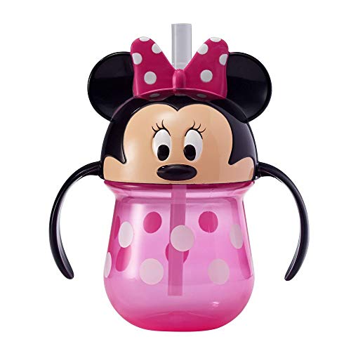 The First Years Minnie Mouse Straw Cup: Toddler trainer cup with soft-tip straw and easy-grasp handles