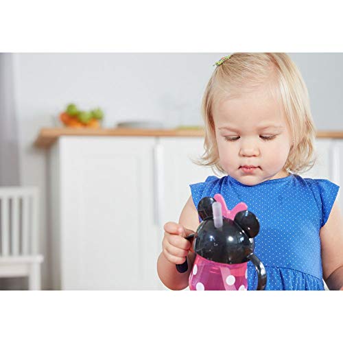 The First Years Minnie Mouse Straw Cup: Toddler trainer cup with soft-tip straw and easy-grasp handles