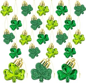 36pcs st patrick’s day mini shamrock ornaments for small tree decorations good luck clover hanging bauble green trefoil irish ornaments for saint patrick’s day tree shelf decor party favors supplies