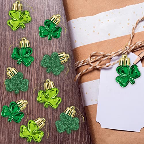 36pcs St Patrick's Day Mini Shamrock Ornaments for Small Tree Decorations Good Luck Clover Hanging Bauble Green Trefoil Irish Ornaments for Saint Patrick's Day Tree Shelf Decor Party Favors Supplies