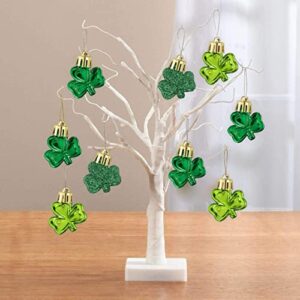36pcs St Patrick's Day Mini Shamrock Ornaments for Small Tree Decorations Good Luck Clover Hanging Bauble Green Trefoil Irish Ornaments for Saint Patrick's Day Tree Shelf Decor Party Favors Supplies