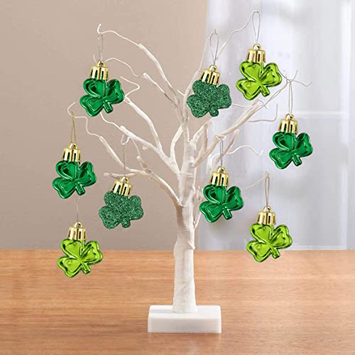 36pcs St Patrick's Day Mini Shamrock Ornaments for Small Tree Decorations Good Luck Clover Hanging Bauble Green Trefoil Irish Ornaments for Saint Patrick's Day Tree Shelf Decor Party Favors Supplies