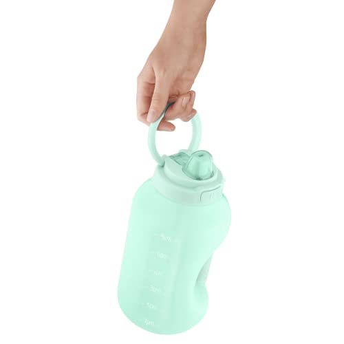 Ello Hydra Half Gallon Jug with Time Marker & Handle for All Day Hydration & Silicone Straw with Locking, Leak Proof Lid BPA Free, Yucca, 64oz