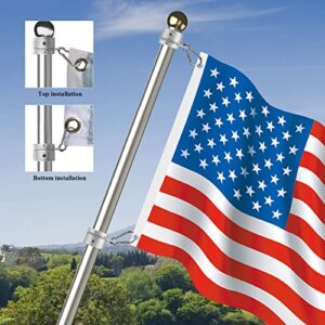BonyTek 2 Pack Aluminum Alloy Flag Pole Rings, 360 Degree Rotating Flagpole Flag Mounting Rings Spinning Flag Pole Kit with Carabiner for 0.75-1.00 Inch Diameter Flagpole (Φ 1 inch, Silver)