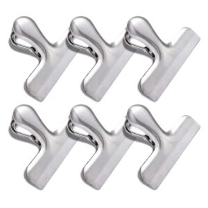 6 pack bag clips, stainless steel chip clip, chip clips bag clips food clips, bag clips for food, heavy duty air tight seal kitchen clips snack clips food bag clamp clips