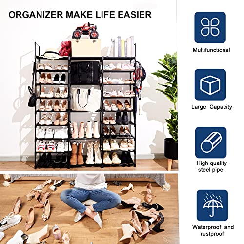 Mavivegue 9 Tiers Shoe Rack Tall Shoe Organizer Shoe Storage 50 Pairs Vertical Shoe Shelf Large Shoe Rack Organizer Stackable Shoe Racks for Entryway, Closet, Garage, Bedroom,Cloakroom