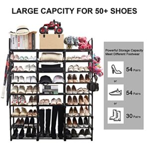 Mavivegue 9 Tiers Shoe Rack Tall Shoe Organizer Shoe Storage 50 Pairs Vertical Shoe Shelf Large Shoe Rack Organizer Stackable Shoe Racks for Entryway, Closet, Garage, Bedroom,Cloakroom