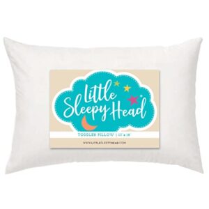 little sleepy head toddler pillow 13″ x 18″ soft hypoallergenic – best pillow for kids! better neck support and sleeping! better naps in bed, a crib, or at school! makes travel comfier! (pillow only)