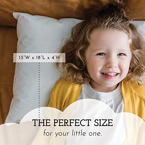 Little Sleepy Head Toddler Pillow 13" x 18" Soft Hypoallergenic - Best Pillow for Kids! Better Neck Support and Sleeping! Better Naps in Bed, a Crib, or at School! Makes Travel Comfier! (Pillow Only)