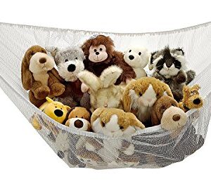 Jumbo Toy Hammock - Organize Stuffed Animals or Children's Toys with The mesh Hammock. Looks Great with Any décor While neatly organizing Kid’s Toys and Stuffed Animals. Expands to 5.5 feet - White