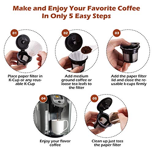 Disposable Paper Coffee Filters, Keurig K Cup Paper Filters for Keurig Single Brewer Reusable Cups, K-cup Coffee Pods, Fits All Brands Reusable K Cups (300)