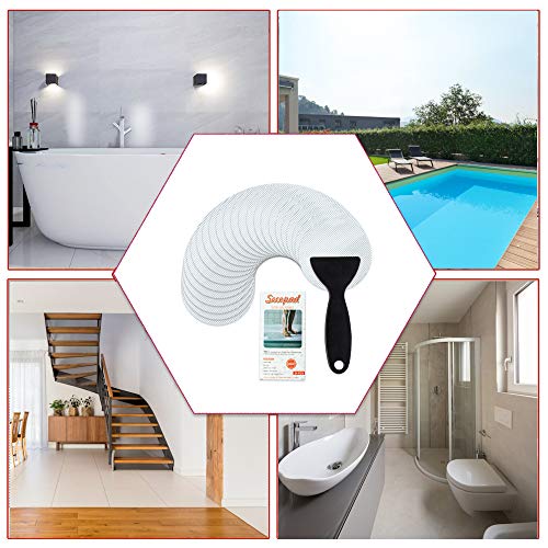 Secopad Non-Slip Bathtub Stickers, 24 PCS Safety Bathroom Tubs Showers Treads Adhesive Decals Scraper