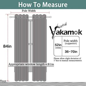 Yakamok Room Darkening Gray Blackout Curtains Thermal Insulated Grommet Curtain Panels for Bedroom, 52W x 84L, Grey, 2 Panels, 2 Tie Backs Included