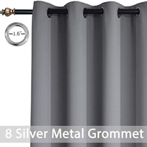 Yakamok Room Darkening Gray Blackout Curtains Thermal Insulated Grommet Curtain Panels for Bedroom, 52W x 84L, Grey, 2 Panels, 2 Tie Backs Included