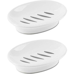 wyok 2-pack soap dish with drain soap holder easy cleaning soap saver dry stop mushy soap tray for shower bathroom kitchen(white)